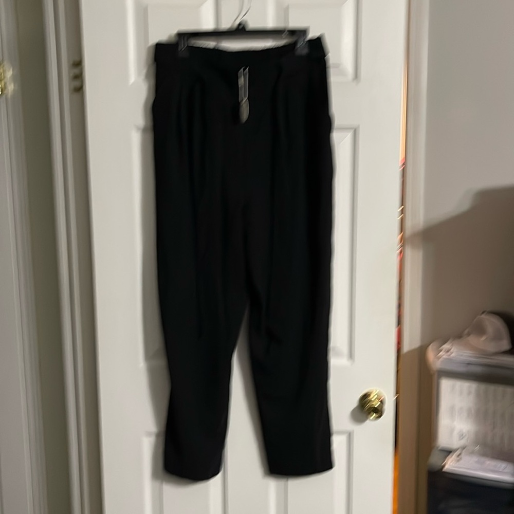NWT Boutique Purchased flat front elastic back with ties pants black